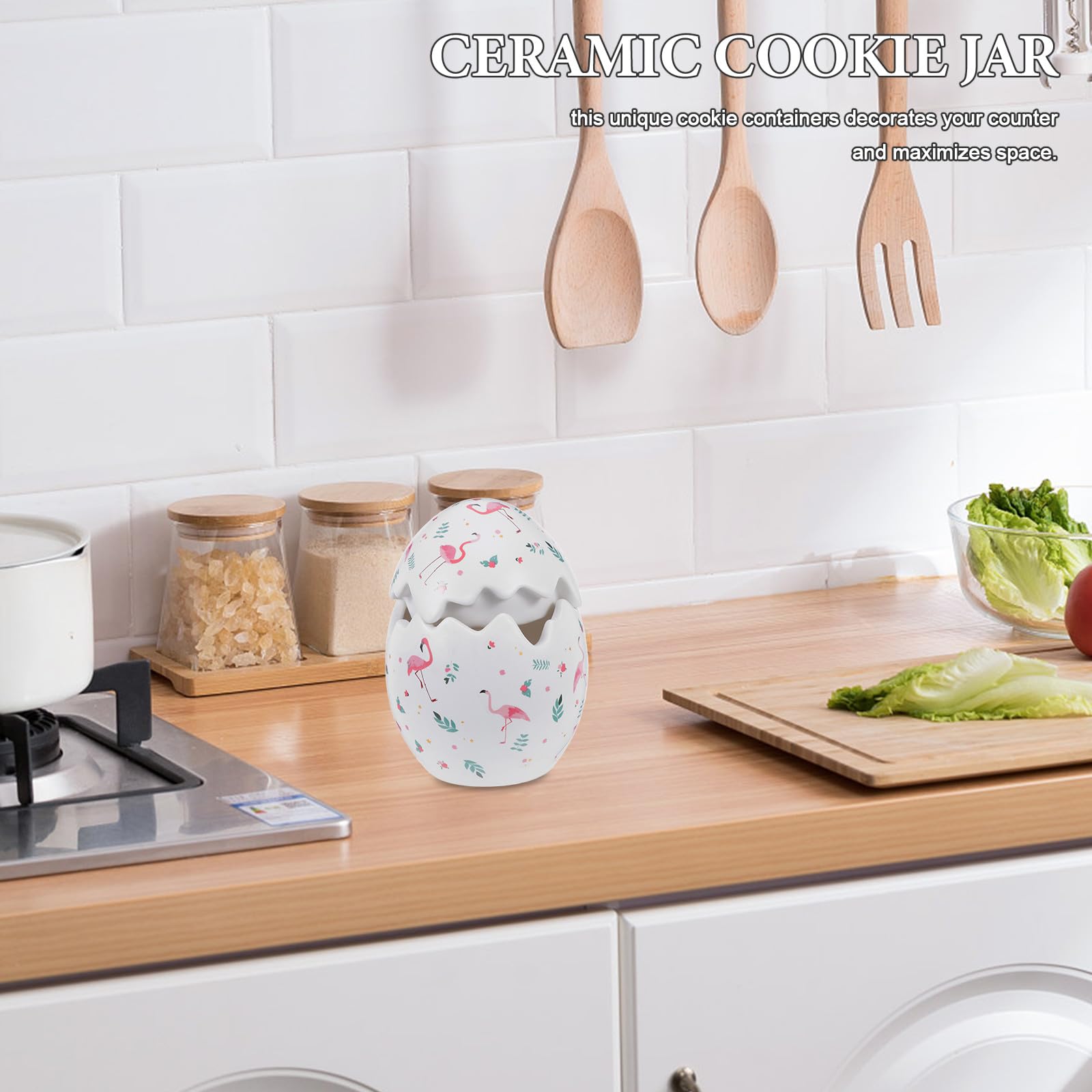 Angoily Bocal de Rangement en Céramique D’œuf avec Couvercle | Biscuits et Bonbons, Format Compact, Style Vintage et Rétro, Usage Maison et Garde-manger