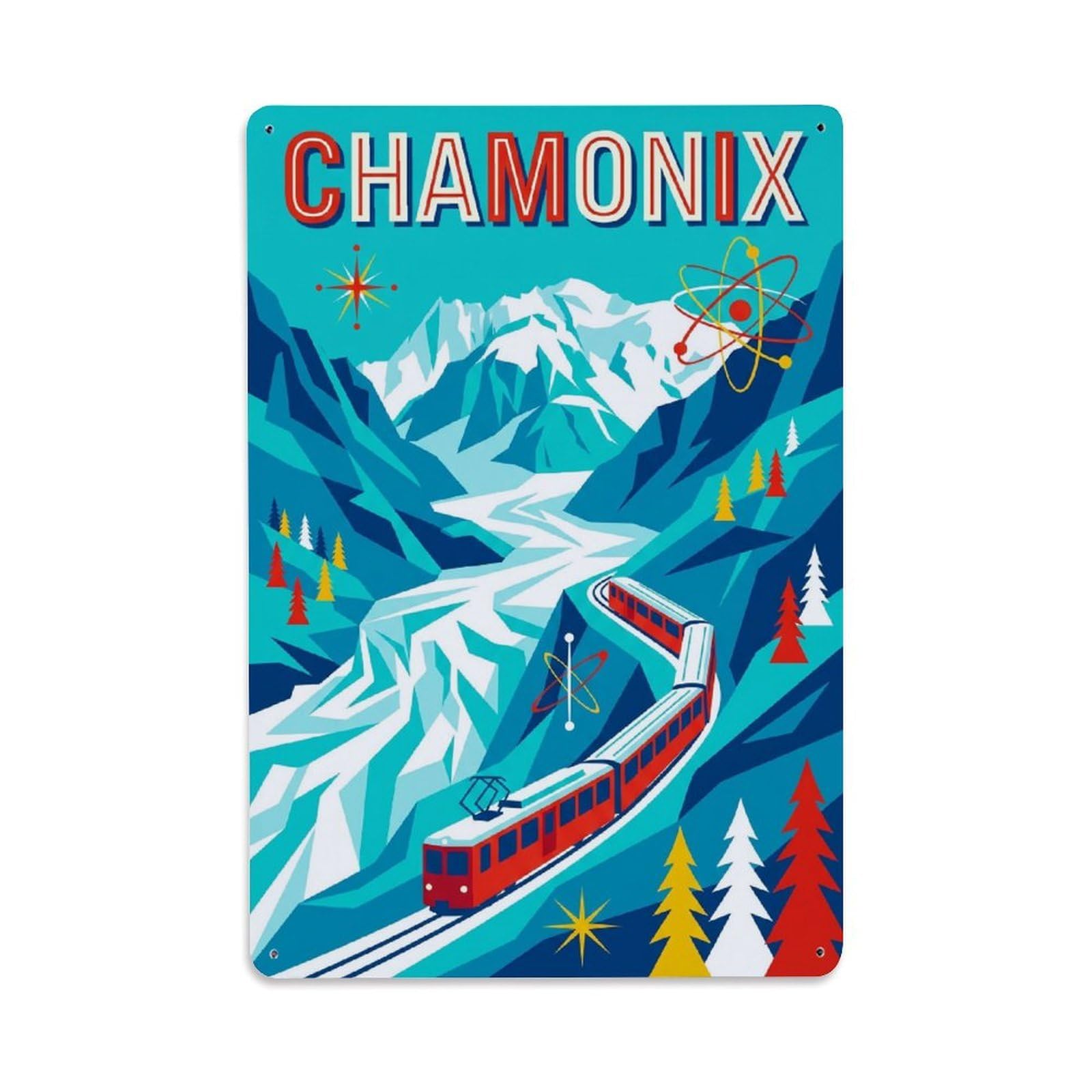 Olhnbad Style Alpine Mountain Travel Chamonix France Vintage Metal Tin Sign