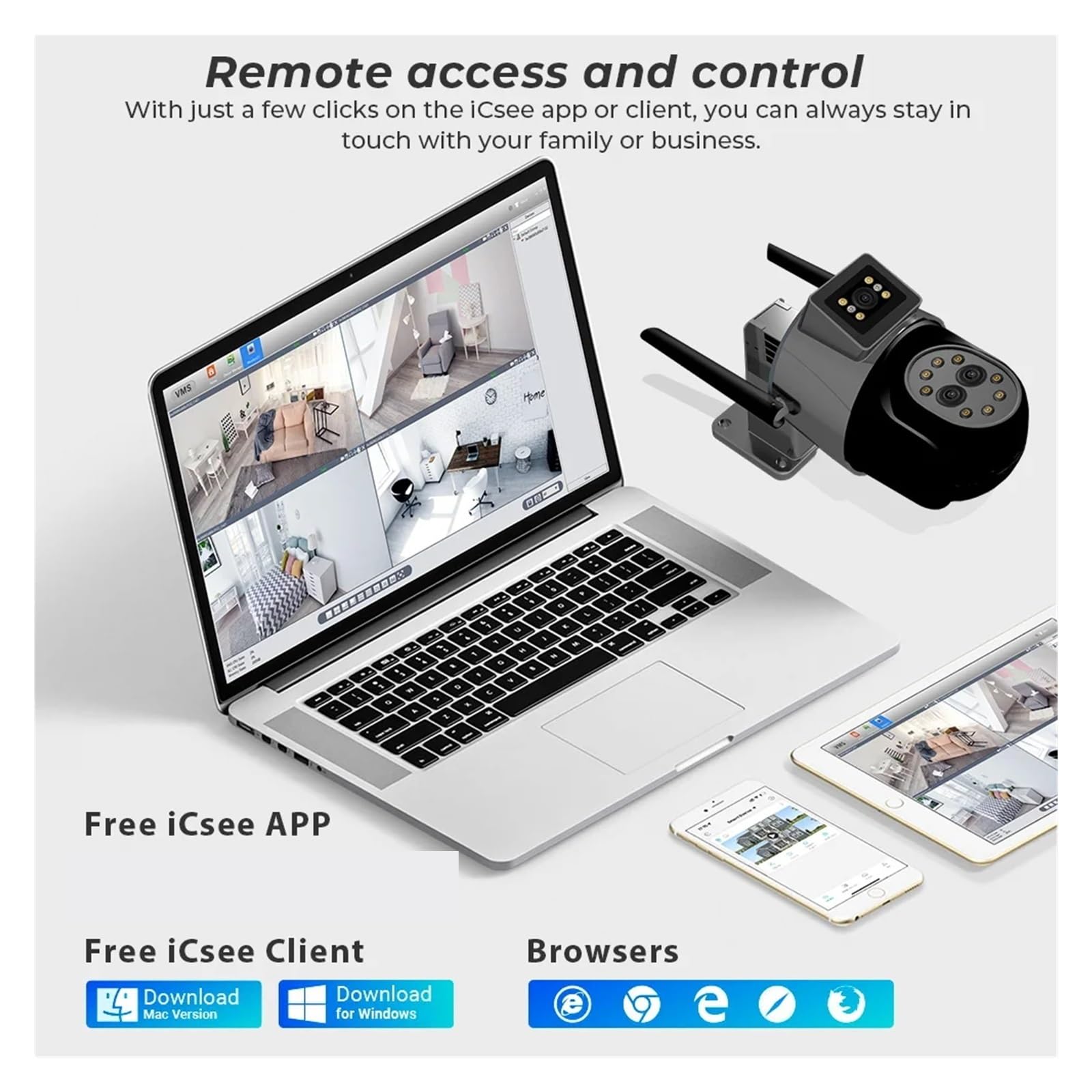 Caméra De Surveillance Extérieure PTZ 8MP, 3 Objectifs, Zoom Numérique 8X, Double Écran, IP 4K