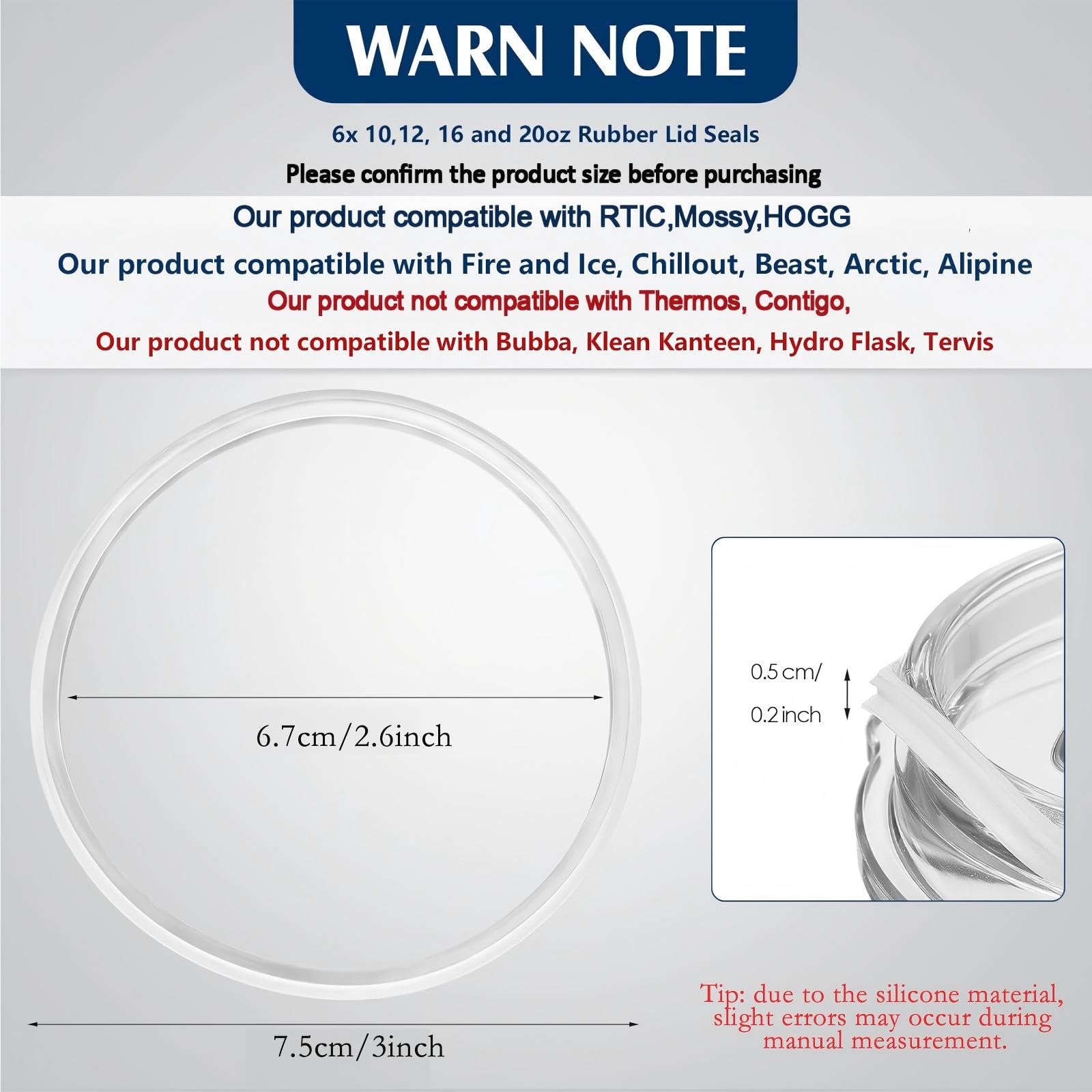 Replace Tumbler Lids - 6 Rubber Seals -2 Replace Tumbler Lids - 6 Rubber Seals -2