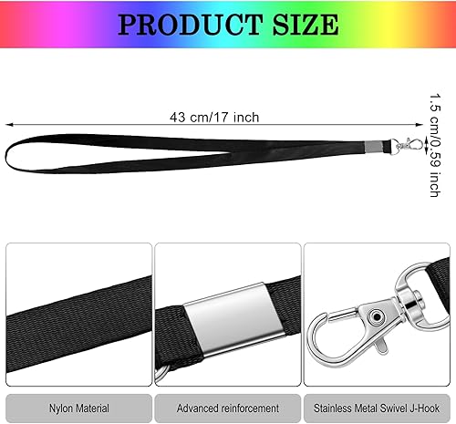Miniatura 3 de 48 cordones de crucero para cuello para tarjetas de identificación, soporte de llavero, correa plana de nailon con gancho giratorio para soporte de