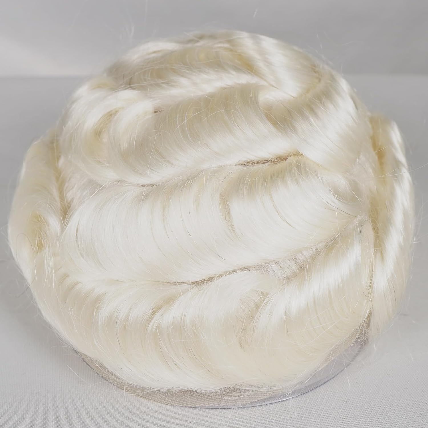 Durable Hair System for Men French Lace Front Fine Mono and Skin PU Around Mens Toupee Human Hair Pieces Natural Hairline Hair Replacement for Men 8x10INCH 60R# White Color