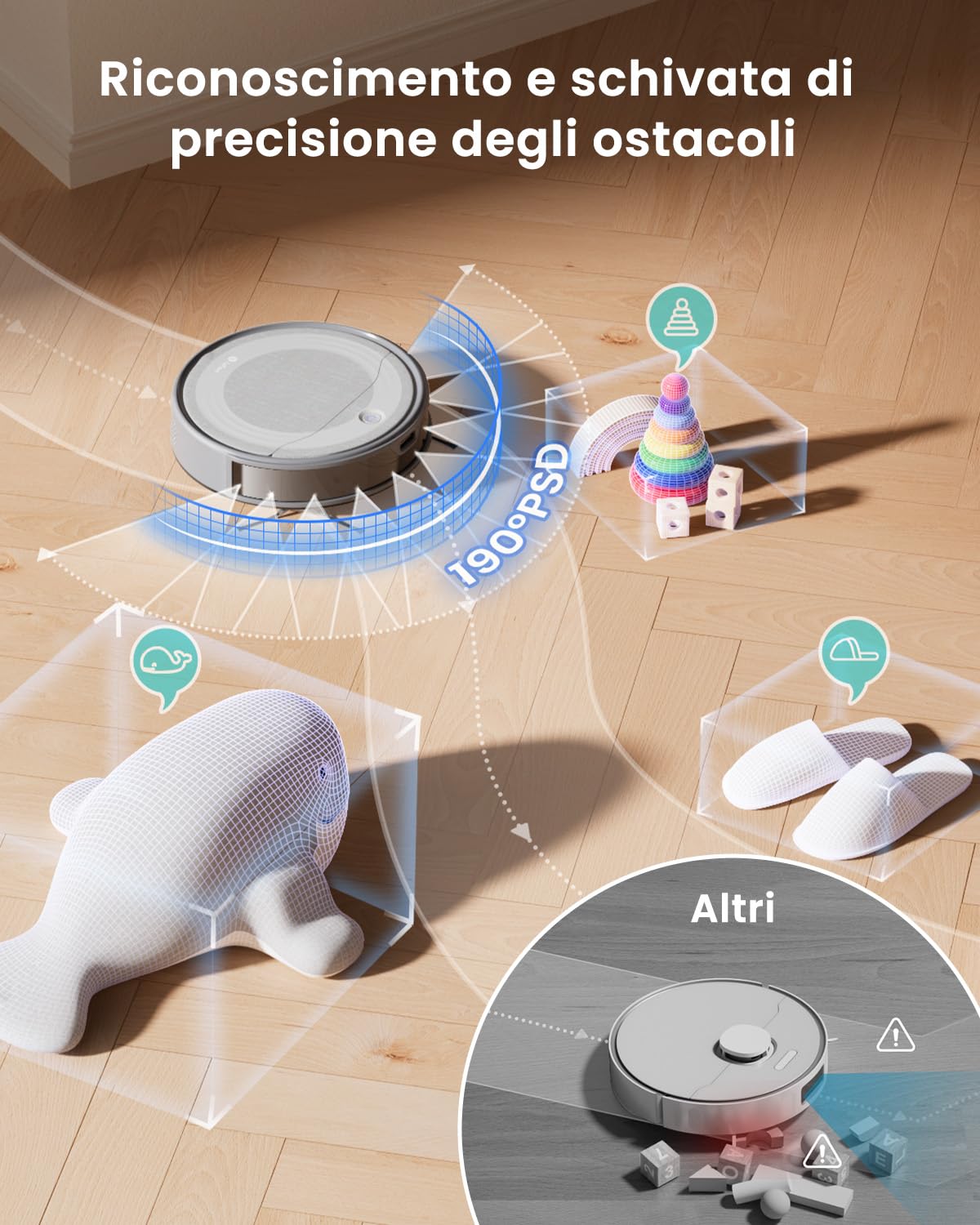 Lefant M310 Ultra Robot Aspirapolvere Lavapavimenti con Mappatura, 6000Pa, Navigazione ToF PSD 190°, 170 Min, Controllo APP/WiFi, 3-in-1, Ideale per Peli Animali e Pavimenti Duri, Grigio