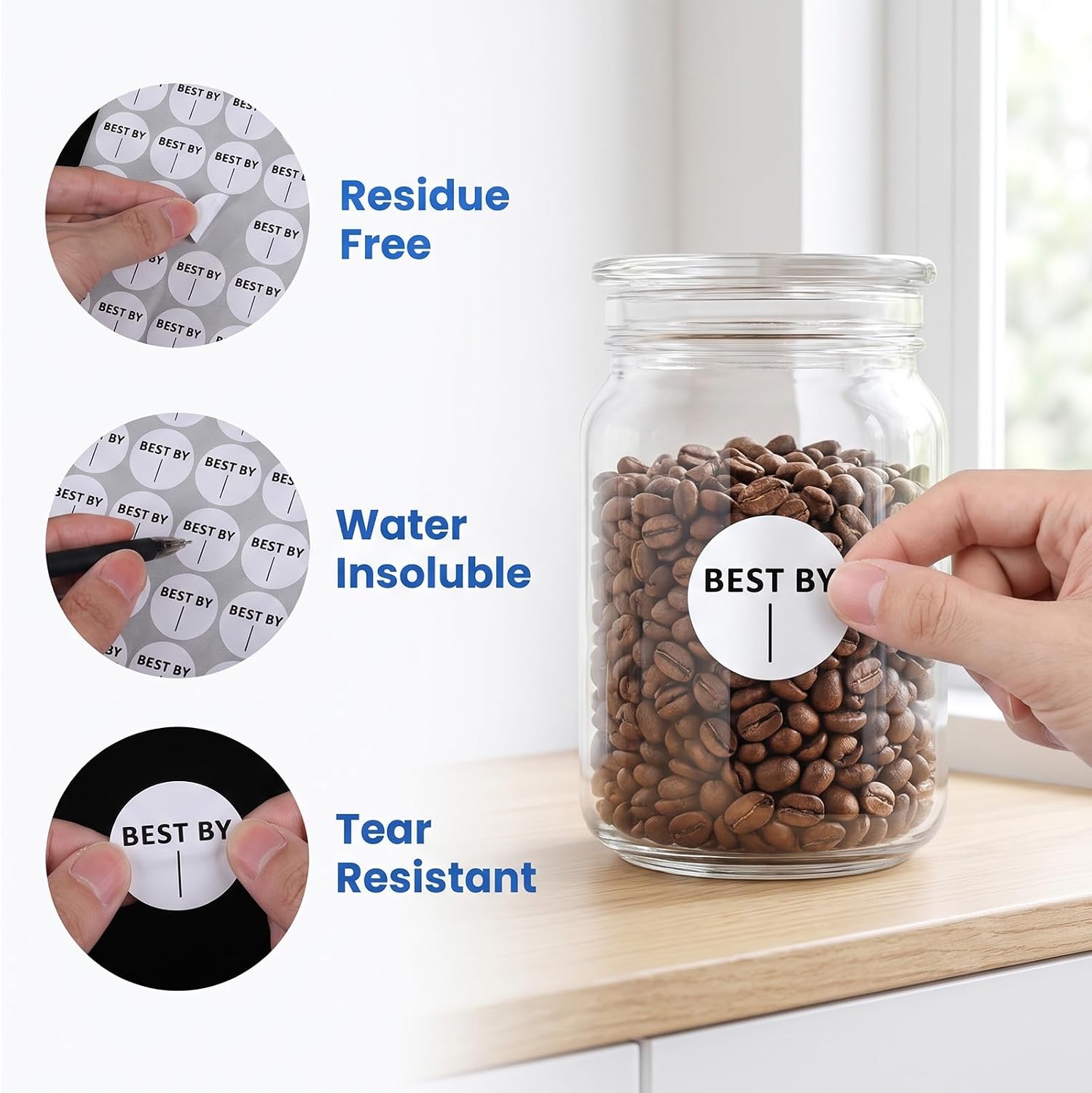 750Pcs Expiration Date Stickers, 1 Inch Best by Labels