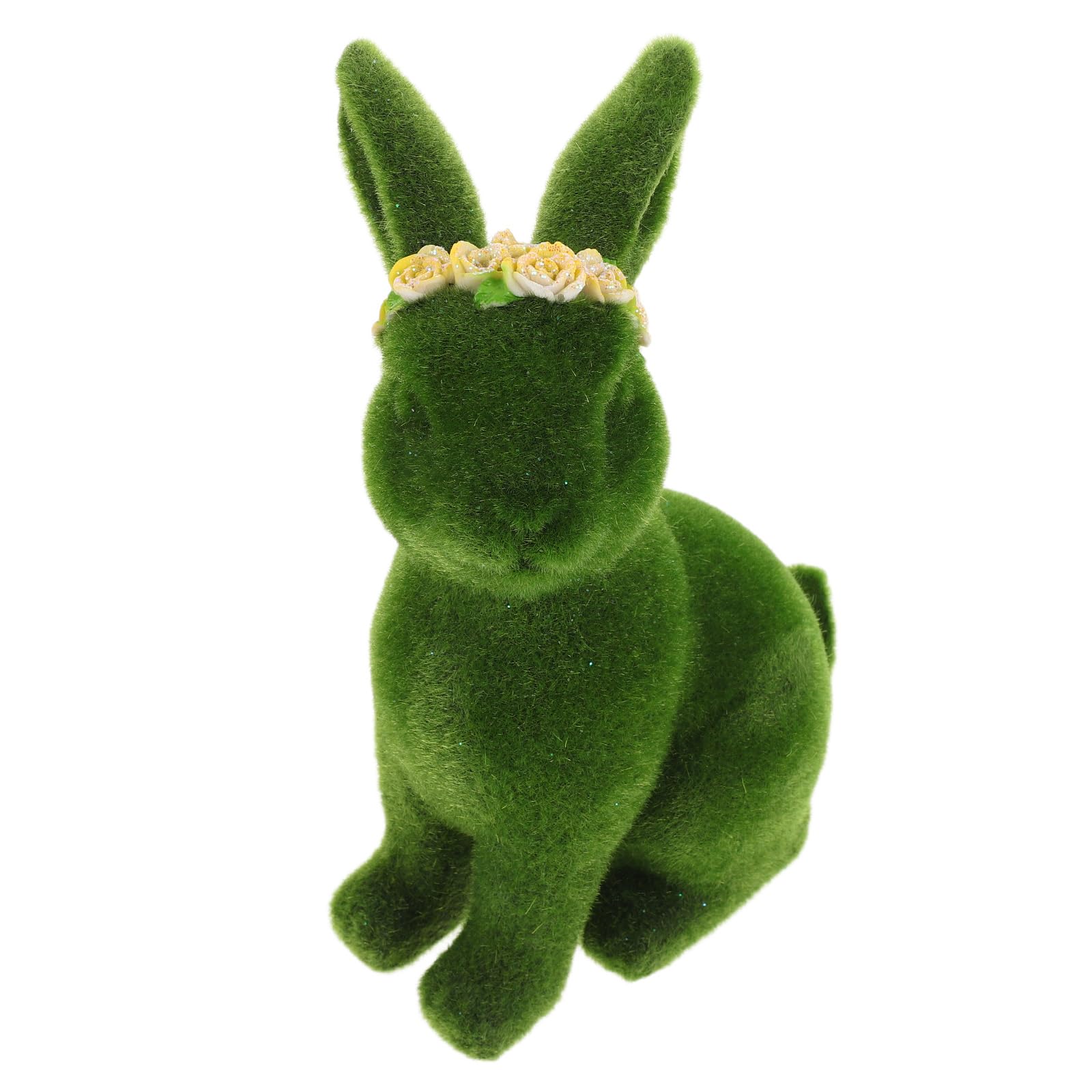Statua da Giardino Coniglio Floccato Accovacciato per Esterni, Decorazione Pasquale Primaverile Coniglio Morbido, Centrotavola e Oggetto di Scena per Festa di Pasqua