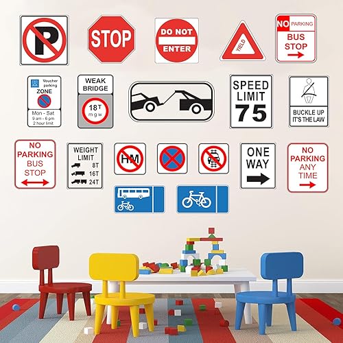 Miniatura 4 de Adhesivos de pared con señal de tráfico, señal de alto, una manera, rendimiento, punto no entrar, letrero de transporte callejero, calcomanía de