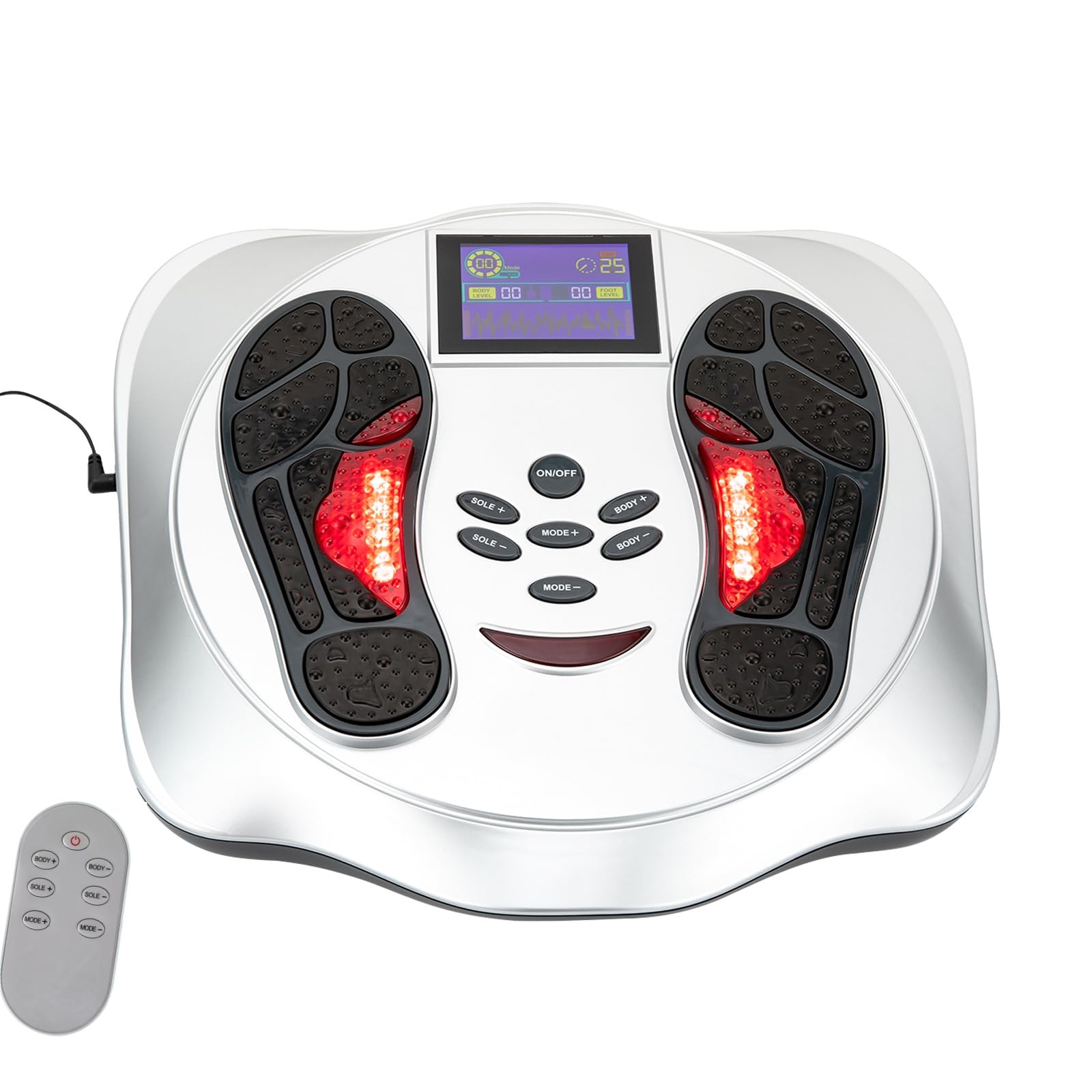 Durchblutungs-Stimulator Beine, Rotlichtbestrahlung Durchblutungsstimulator, 99 Stufen der Massageintensität 25 Simulationstechniken Fussmassagegerät, Foot Massager mit 4 Elektrodenblatt