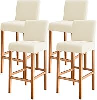 Vista 19 de FORCHEER - Juego de 2 fundas para taburete de bar con respaldos, aspecto de cuero, para taburetes de bar de respaldo corto, extraíbles y lavables