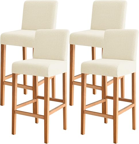 Miniatura 19 de FORCHEER - Juego de 2 fundas para taburete de bar con respaldos, aspecto de cuero, para taburetes de bar de respaldo corto, extraíbles y lavables (2