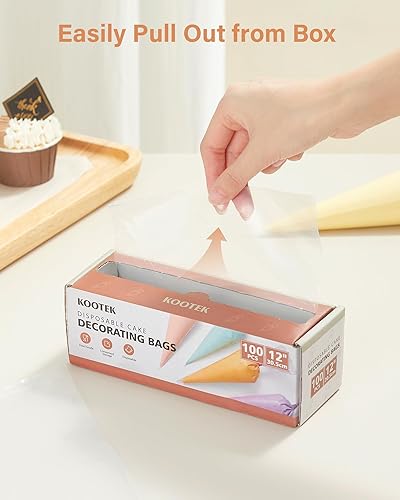 Miniatura 3 de Kootek Bolsas de pastelería desechables de 12 pulgadas (100 unidades), bolsas de pastelería desechables anti estallido, bolsa de glaseado gruesa