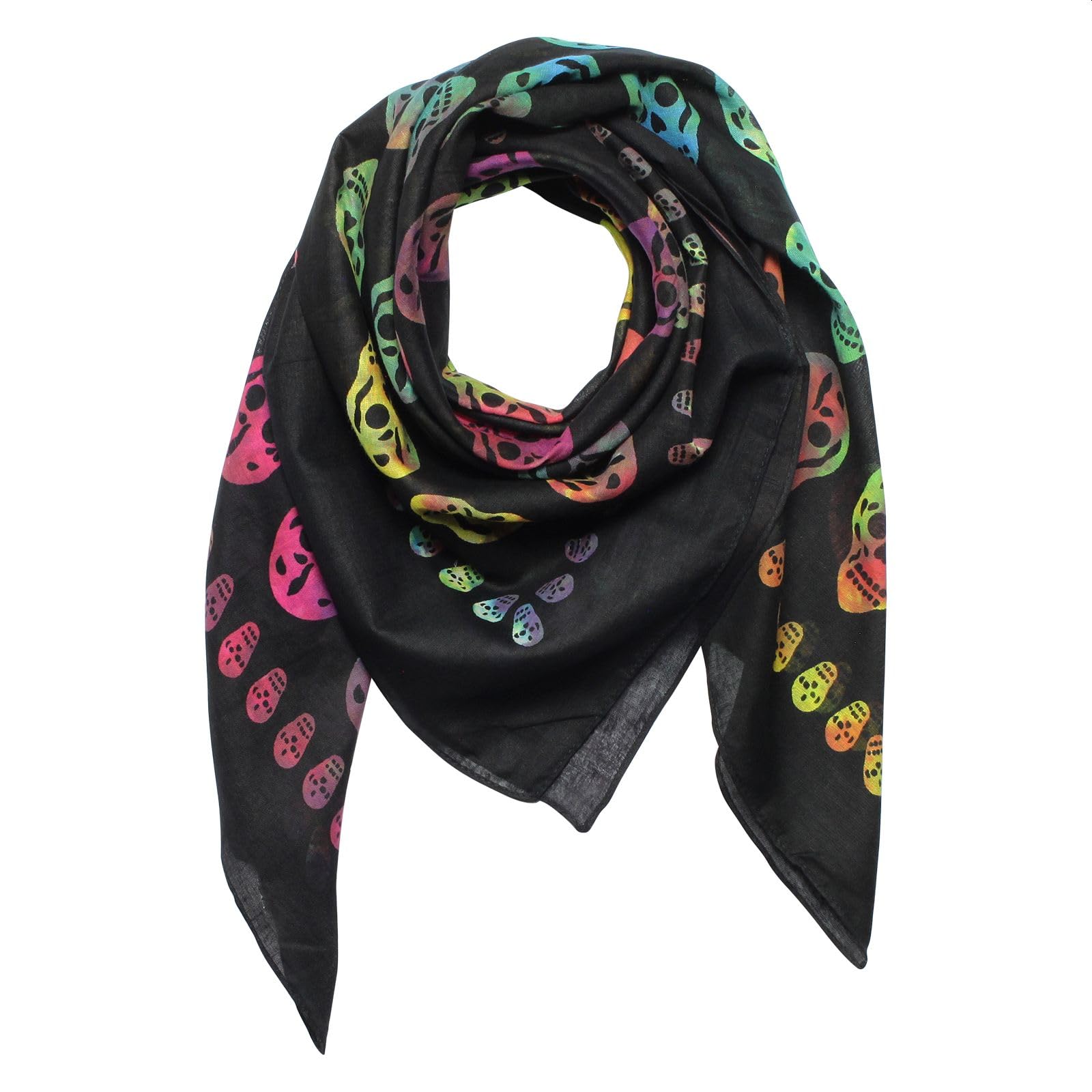 Freak Scene Cotton Scarf - Skulls 1 black - tie dye - squared kerchief