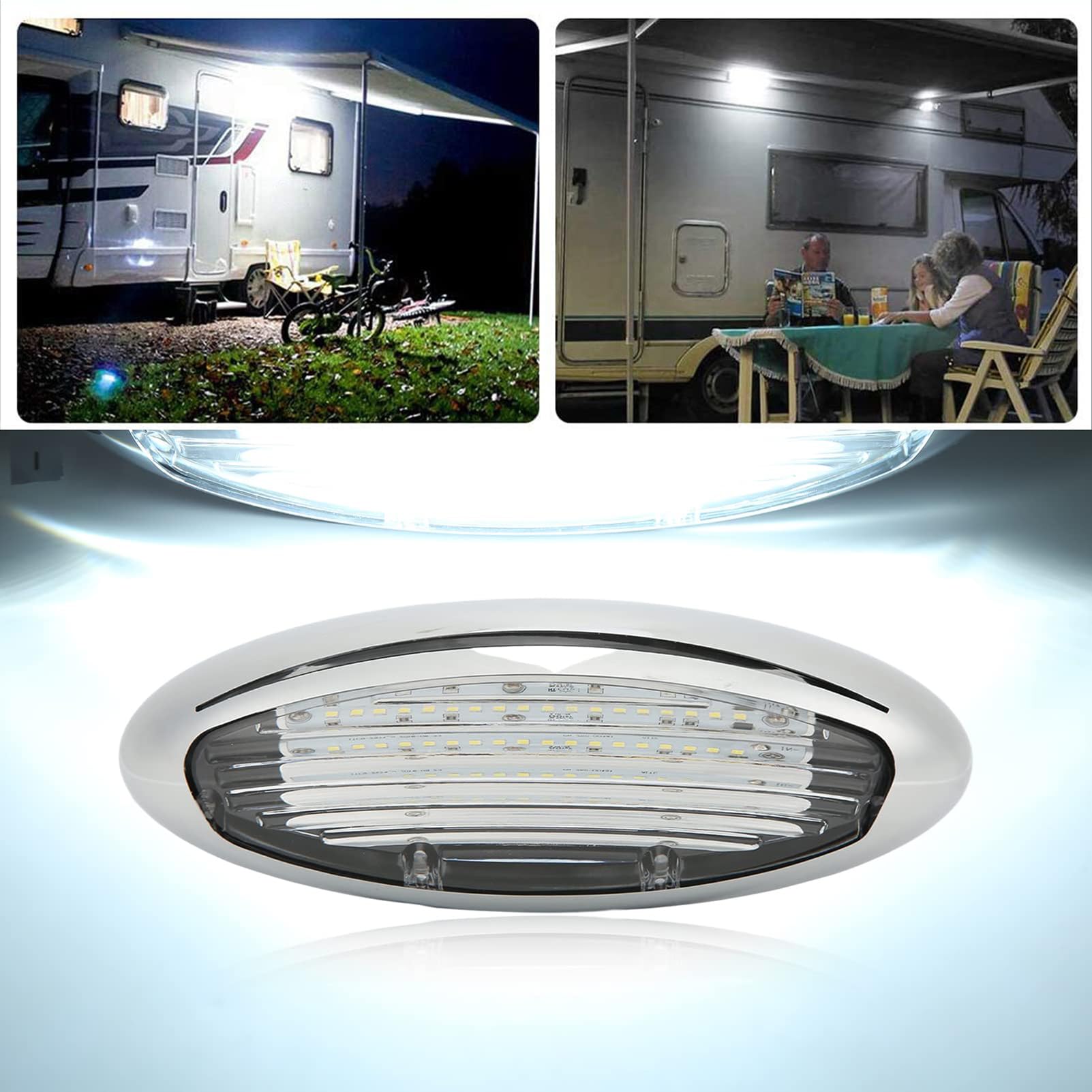 Amazon.co.jp: SyLabY 12V LEDポーチライト クロームオーニングライト 