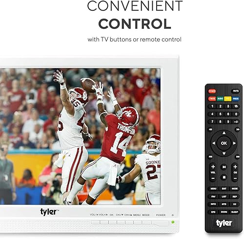 Miniatura 8 de Tyler Monitor LCD portátil de TV de 13.3 pulgadas, funciona con batería de litio recargable de 1080P, 3 antenas, HDMI, SD, USB, RCA, radio FM,