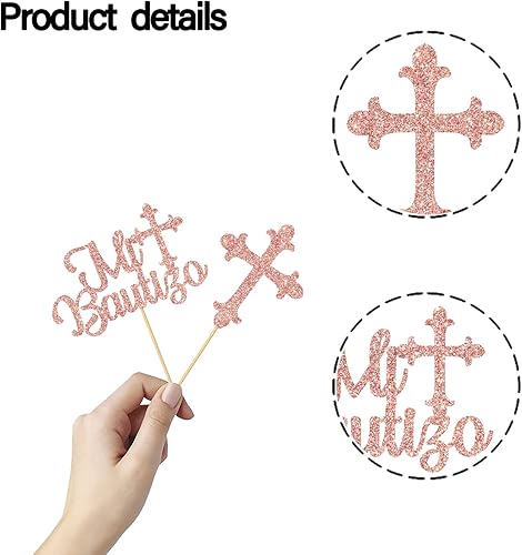 Miniatura 2 de Paquete de 12 adornos para cupcakes Mi Bautizo, decoración de primera comunión para baby shower, decoración de fiesta de baby shower de primera