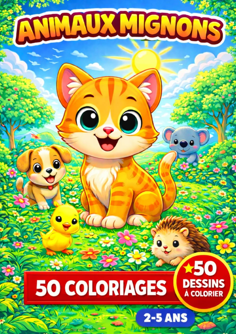 Animaux mignons: Livre de coloriage animaux mignons pour enfants – 50 coloriages pour les enfants de 2 à 5 ans (JemColorier)