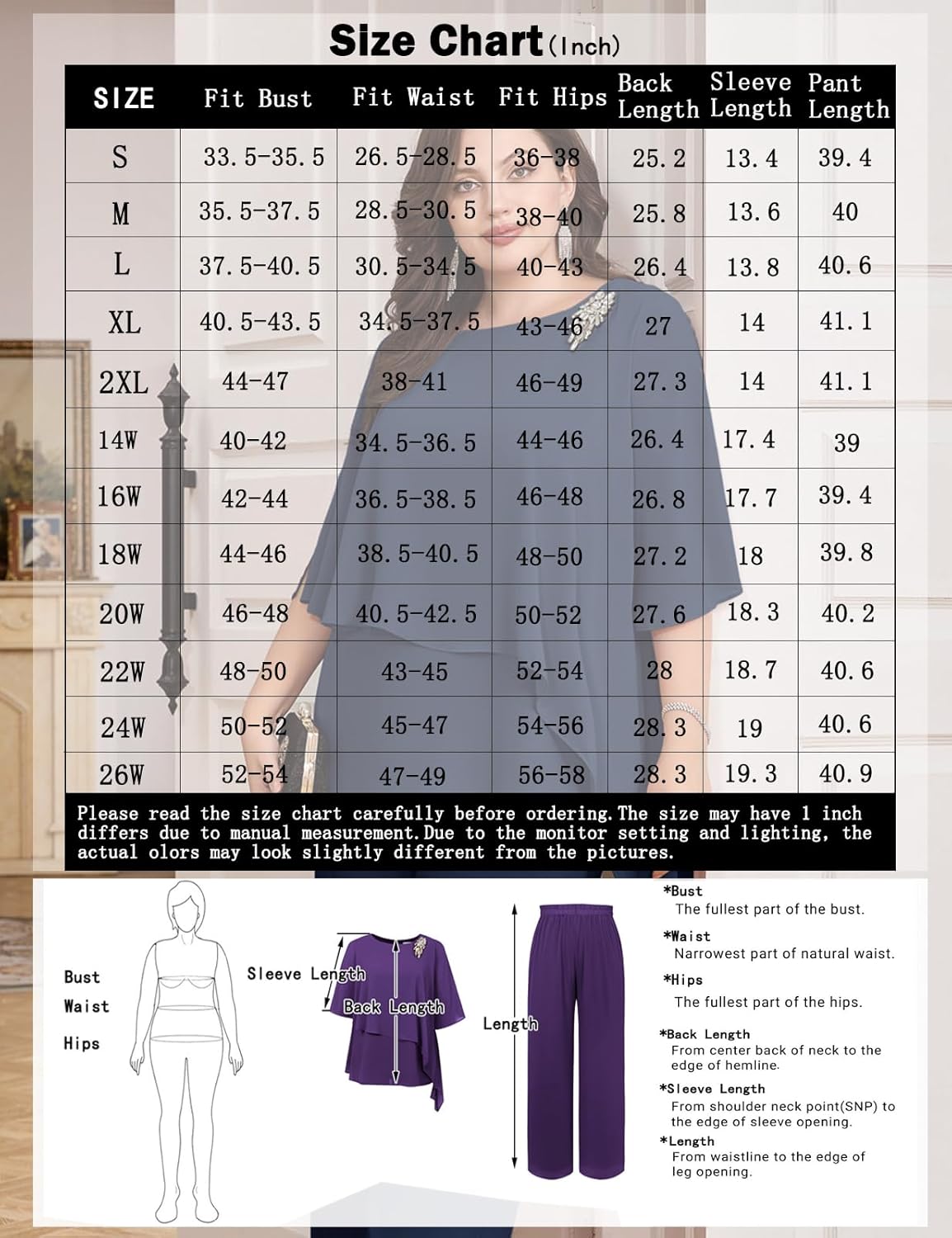 Hanna Nikole Plus Size Mother of Bride Pant Suits 2 Piece Chiffon Sets Ruffle Layers Wedding Guest Outfit - Image 6