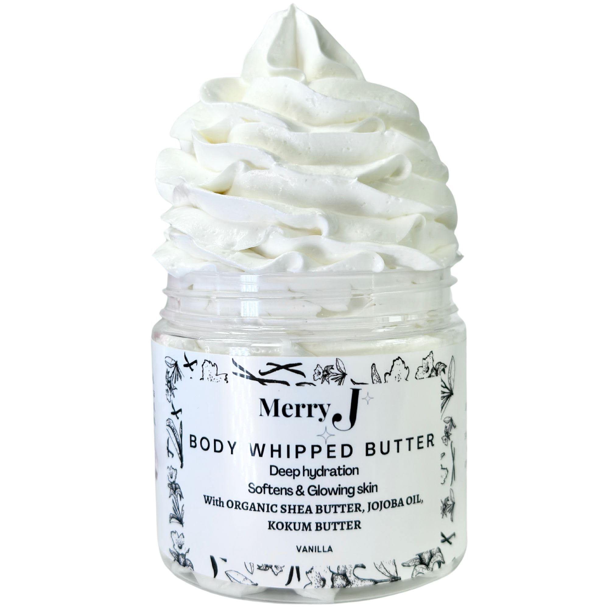 MerryJskin Body Whipped Butter Cream Vanilla Scented 6 oz.,Hydrating Formula, Soften & Prevent Scars, Stretch Mark Cream Gift for her, Gift for him, great gift for holiday, best birthday gift