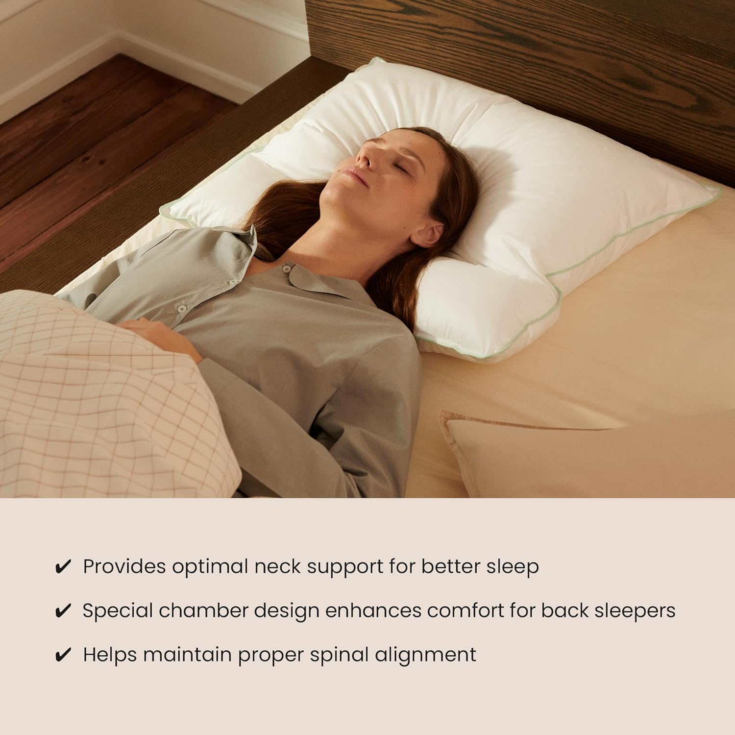 Neck Support Pillow for Side Sleepers with Cover - Ergonomic Pillow, Down Alternate Filling | 23.6 x 24.8 Inches (60 x 63 cm)