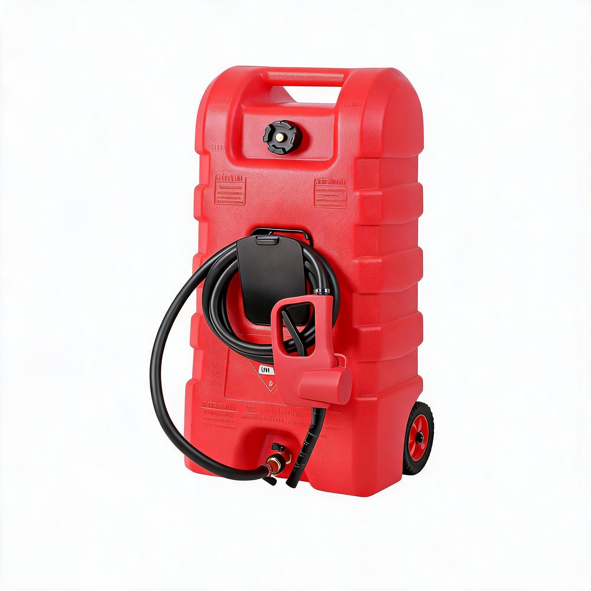 Aptliton 15 Gallon Portable Fuel Caddy with 10FT Hose & Wheels, Heavy-Duty Petrol Diesel Storage Tank, Siphon Pump Transfer Can for Car Truck Boat Mower, 85x24x37cm