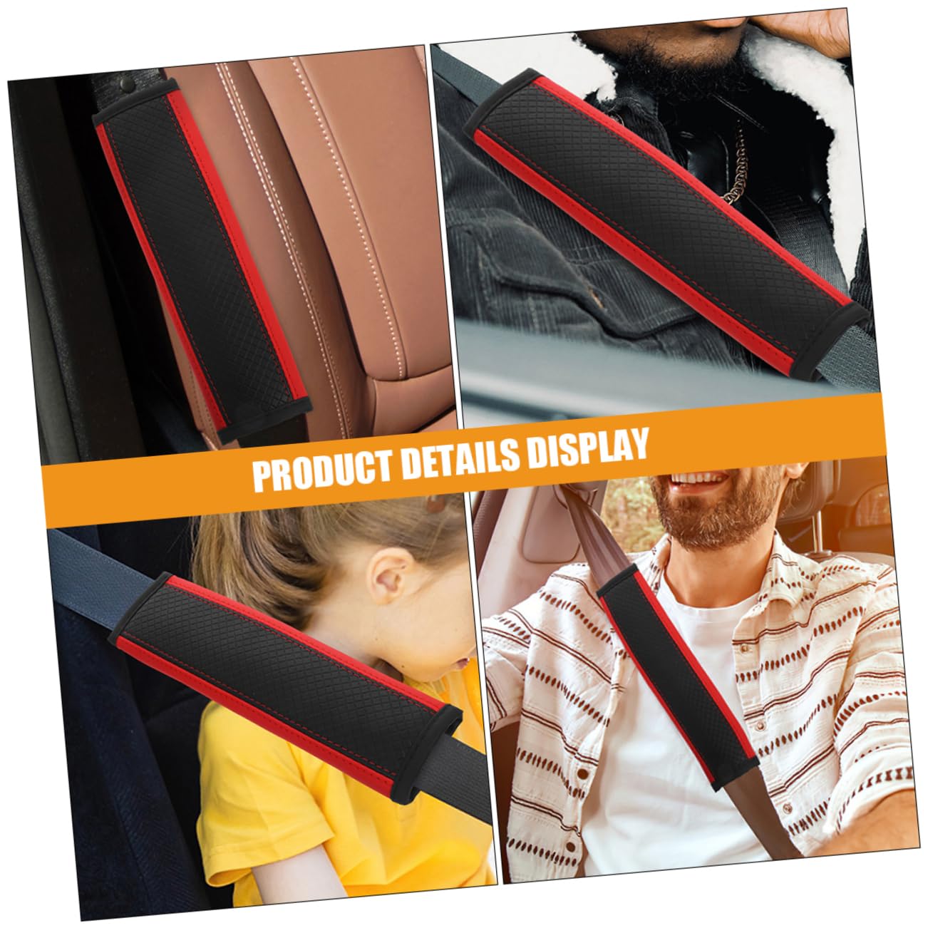 FUNOMOCYA 2Pcs Car Seat Strap Covers Breathable Shoulder Pads Comfortable Protector for Car Seats Easy to Install Ventilated Design