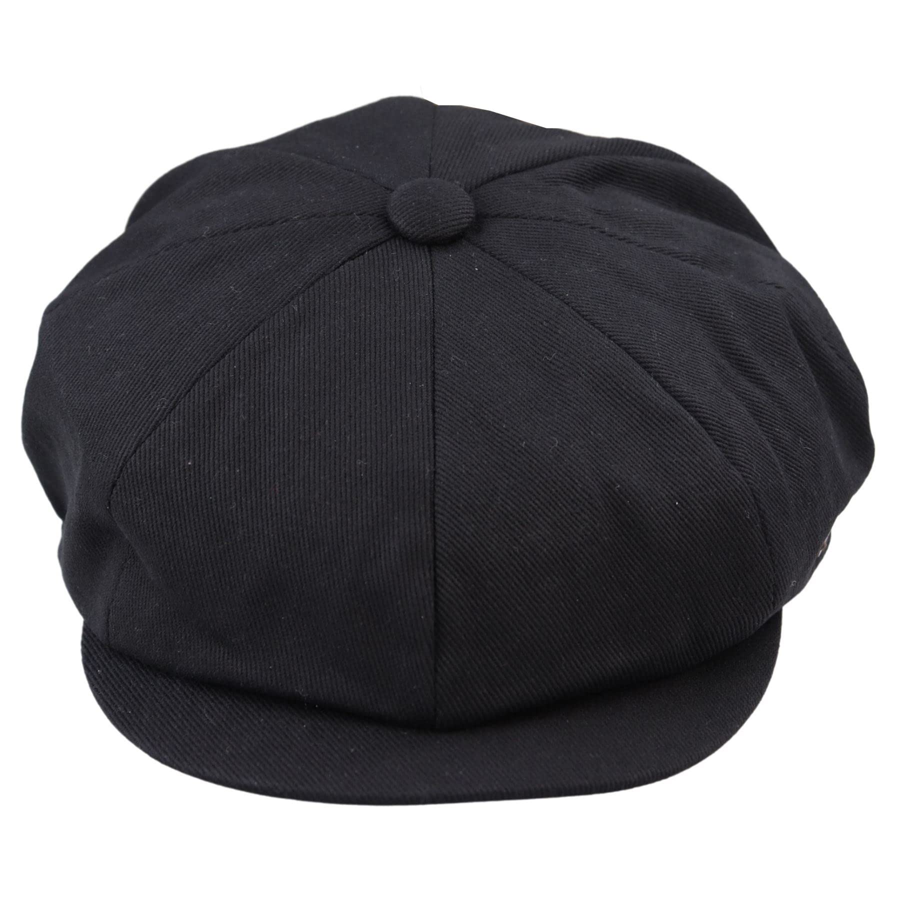Truclothing Men's Black 8 Panel Razor Summer Baker Boy Hat Cotton Blinders Newsboy Flat Cap Shelby - L/Xl