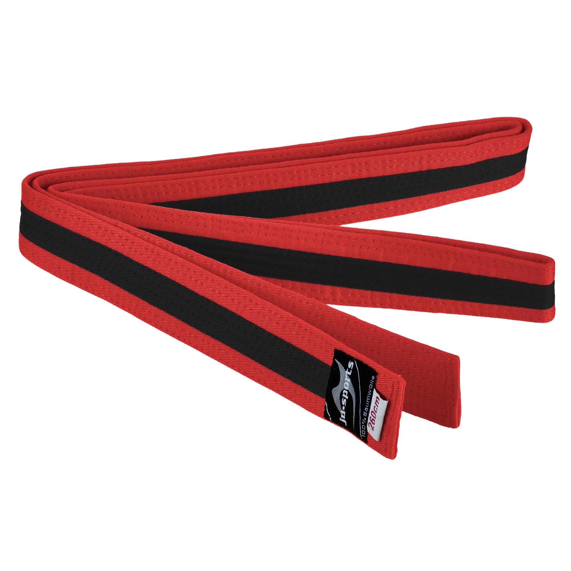 Ju-Sports Budogürtel - rot/schwarz/rot, Baumwolle I Kampfsport Gürtel Für Budo-Sportarten, Judo, Karate uvm. I Ca. 4 cm breiter Martial Arts Gürtel I 350 cm