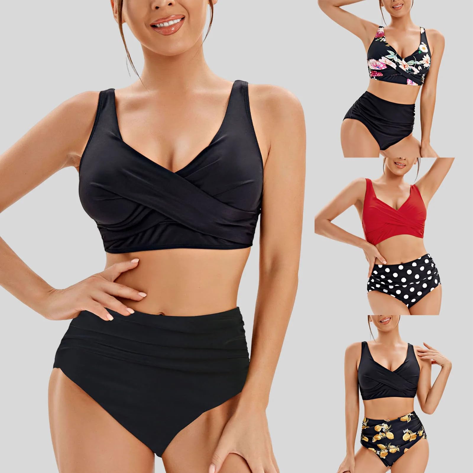 Bañador Mujer Bikini De Talla Grande con Estampado Sexy Bikini Sin Espalda Cintura Alta Cintura Alta Mujer con Bañador De Dos