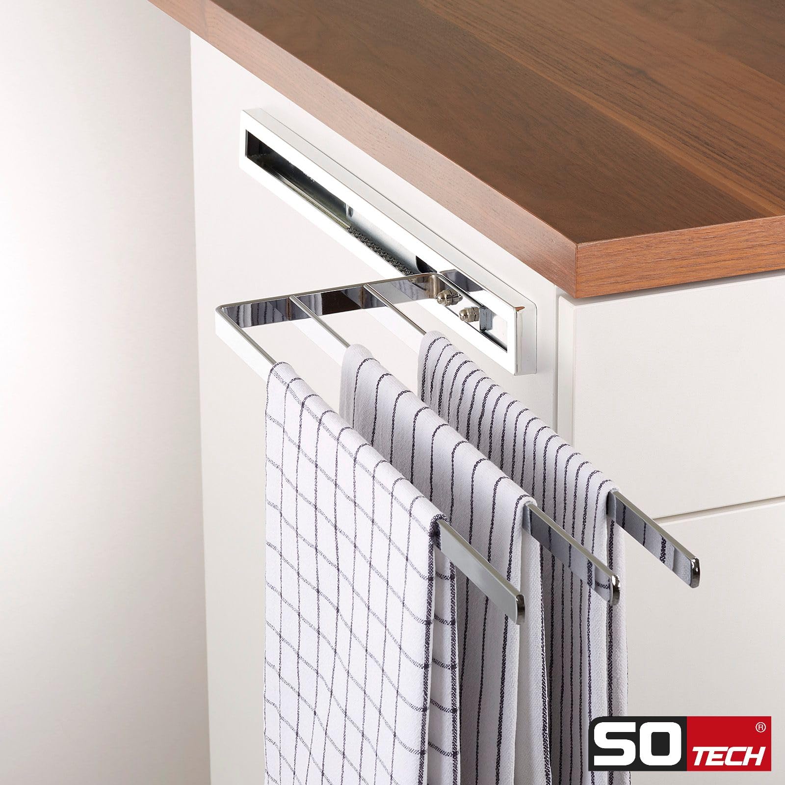 SOTECH Porte-Serviettes Elegance chromé 3 Bras 415 mm insérés, rallonge 715 mm Porte-Serviettes