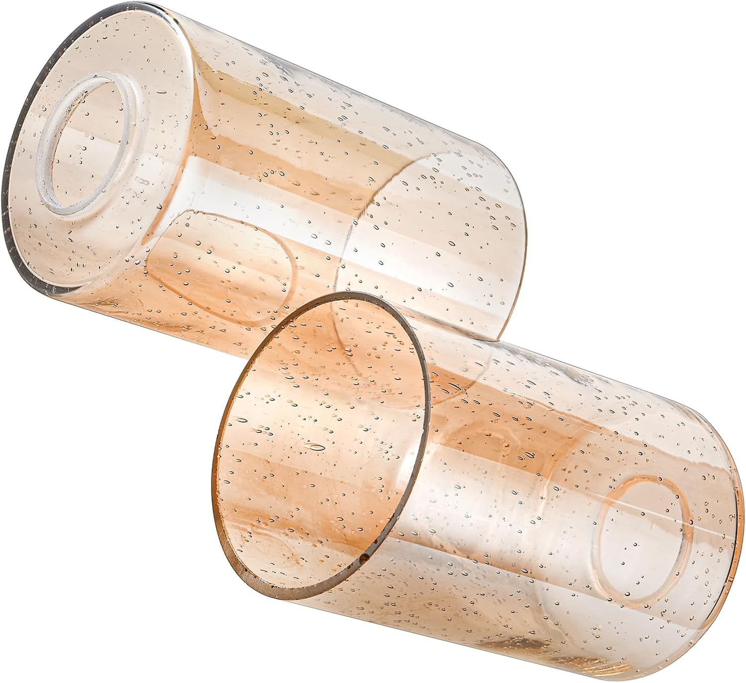 3 Pack Amber Seeded Glass Replacement Globe & Shade, 6-1/16" Tall, 1-5/8" Fitter, Bubble Effect Cylinder Glass Lamp Cover for Chandelier Pendant Light Wall Sconce Light Fixtures