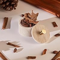 Vista 2 de Queenza Bodega de sal de mármol con tapa y perilla de latón (marrón)