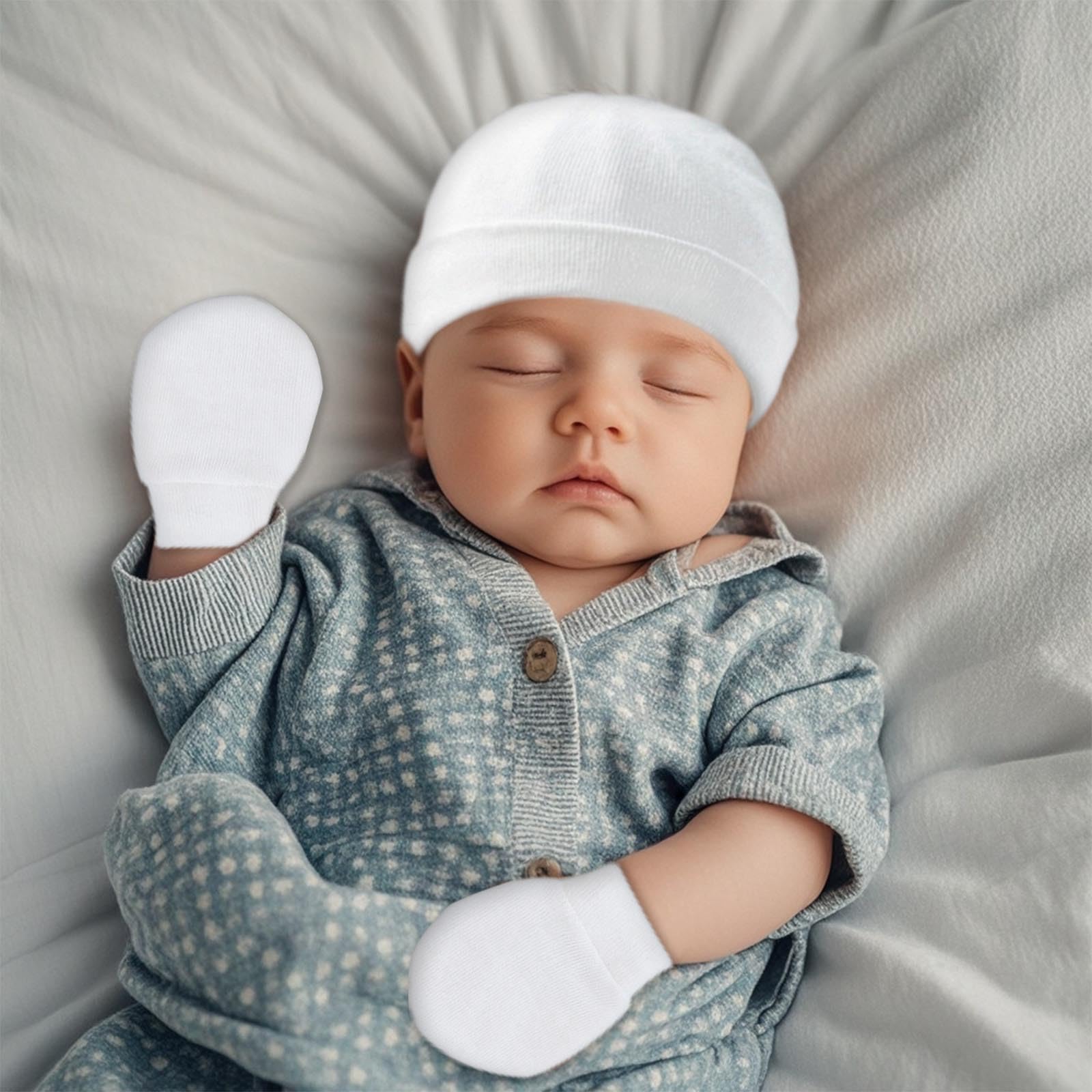 Baby Hats and Mittens Newborn Hats Gloves Infant Beanie Soft Cap Mitten Sets for 0-6 Months Boys Girls