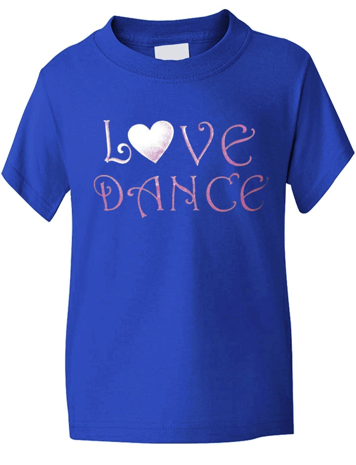 Print4u Girls Blue Love Dance/Dancing/Dance Schools ~ T-Shirt In Pink Glitter 7-8