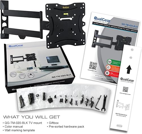 Miniatura 4 de QualGear QG-TM-020-BLK - Soporte articulado de pared para TV, color negro