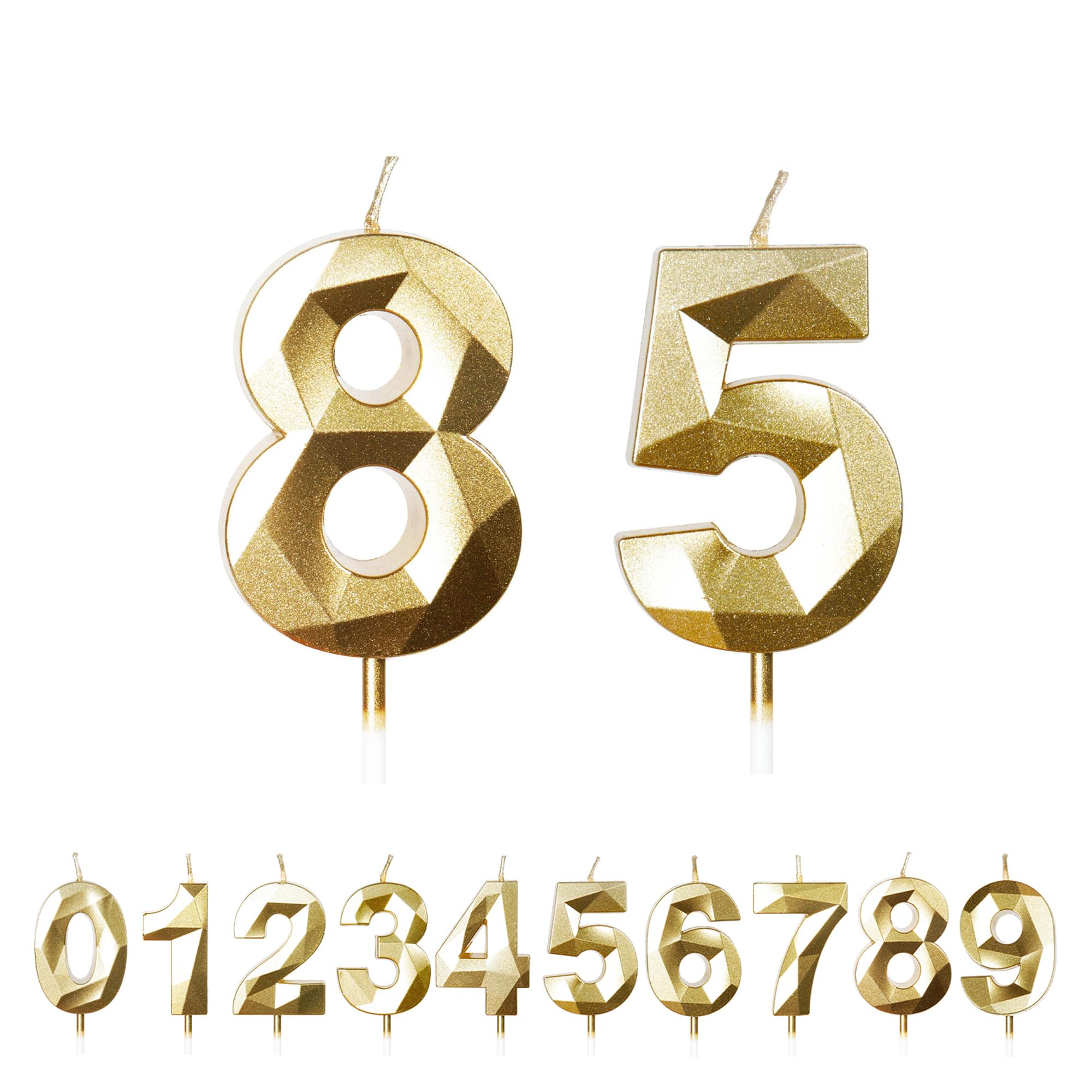 Fuzvol Gold Birthday Cake Candles, Number 85 Candle,Cake Topper Decorations