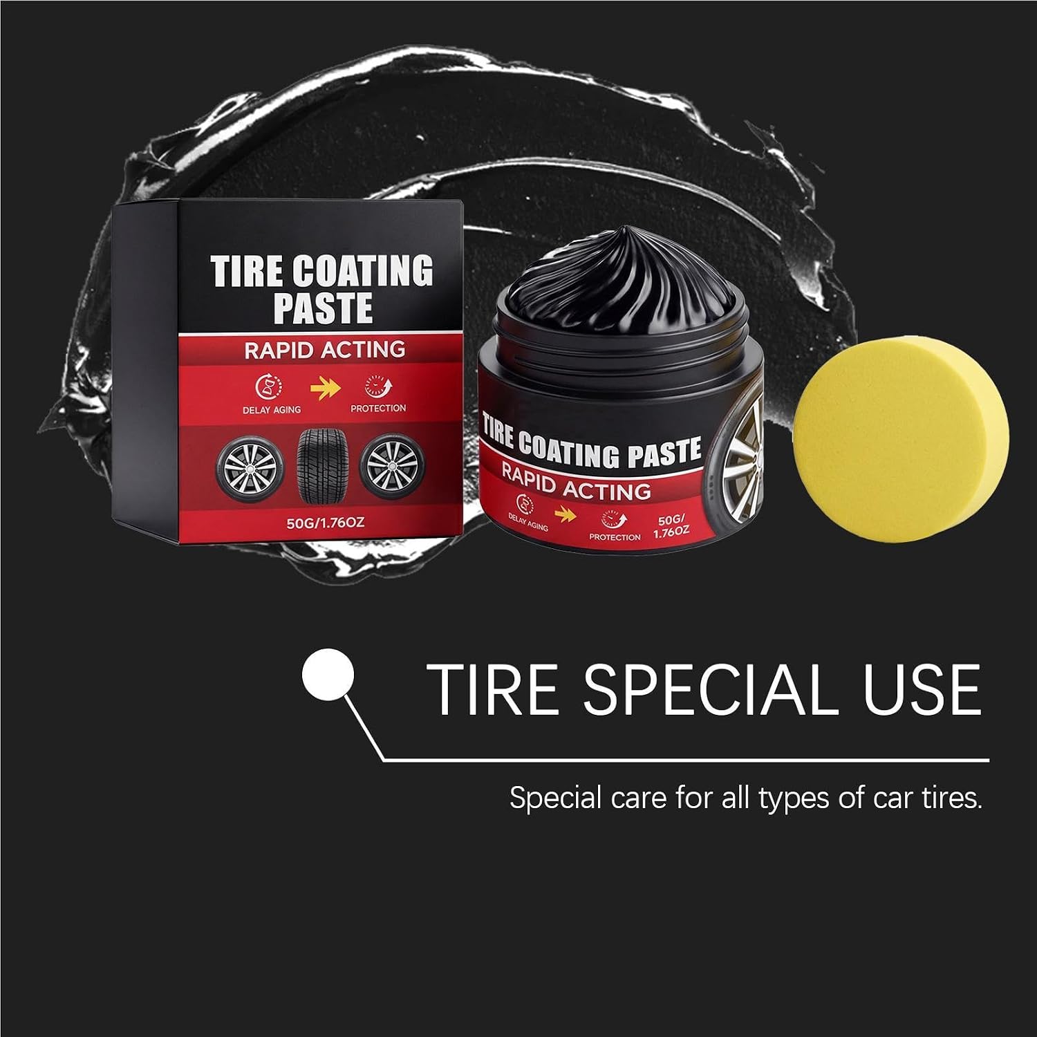 Trim Restorer Automotive - 75g Weather Resistant Restoration Agent, Long Lasting Tire Shine Finish, Dashboard and Exterior Reviver, Car Care Dressing for Auto Interior Dashboards Truck