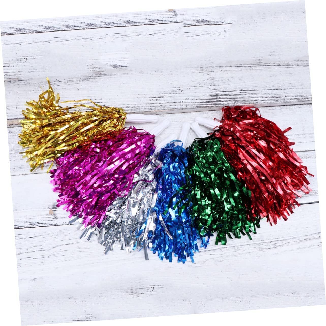 BESPORTBLE 144pcs Cheer Poms Straight Handle Lightweight and Cheerleading Props for Football Baseball Basketball and School Events Eye-catching Colors for Performance