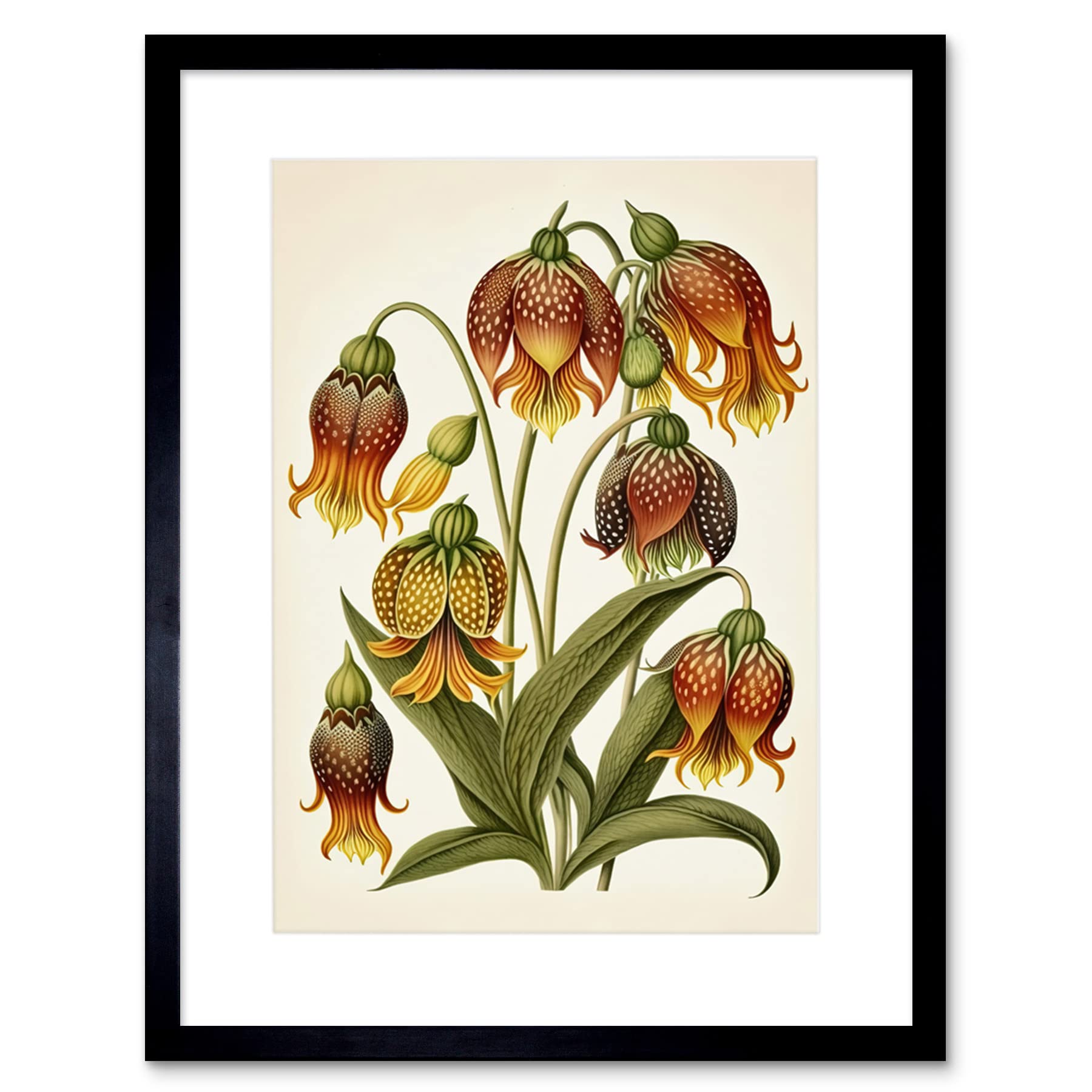 Artery8 Ernst Haeckel Inspired Fritillaria Flower Plant Study Modern Watercolour Painting Illustration Artwork Framed Wall Art Print 9X7 Inch