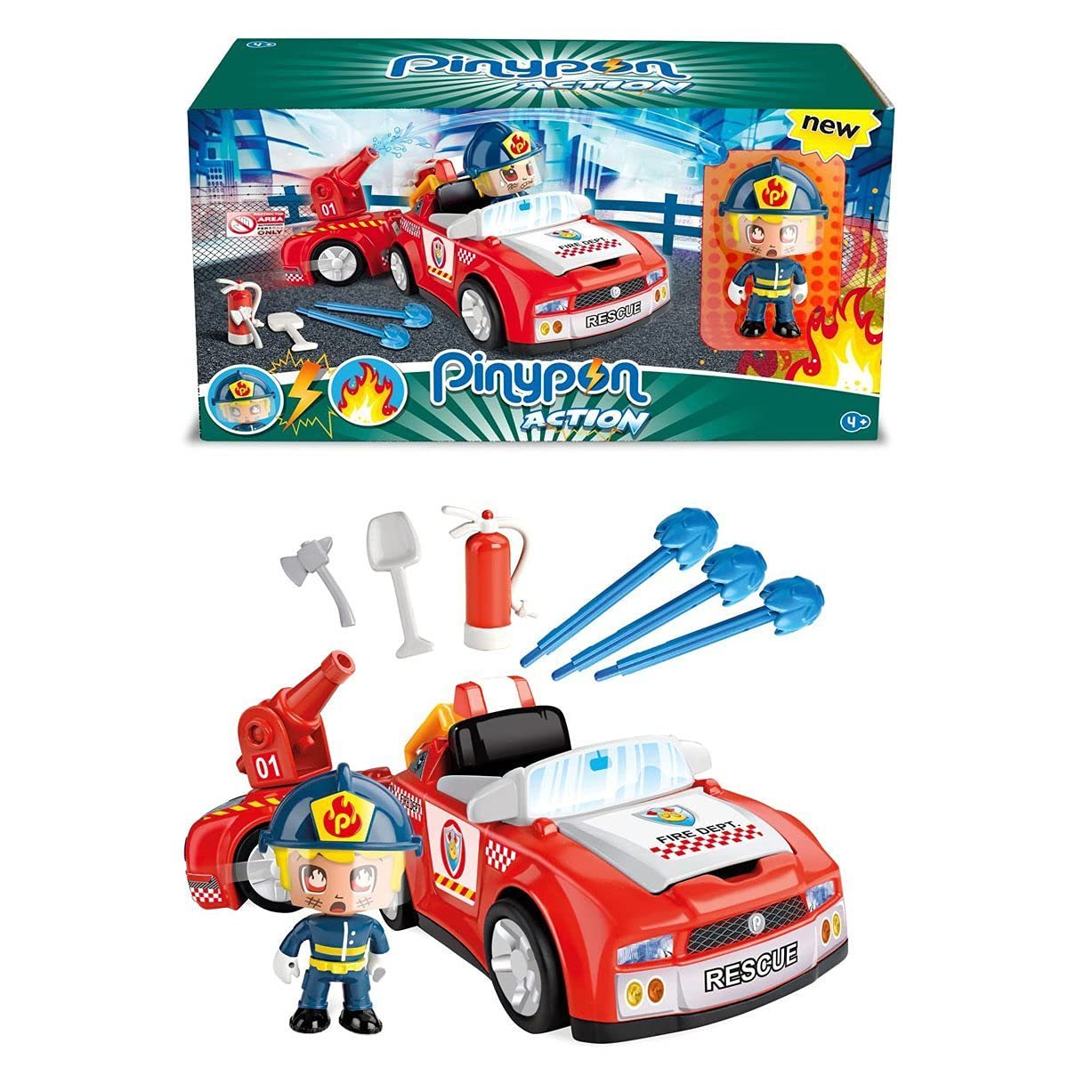 Pinypon Action - Bombero Vehículos de Acción, para niños y niñas a Partir de 4 años, Famosa (700014610)