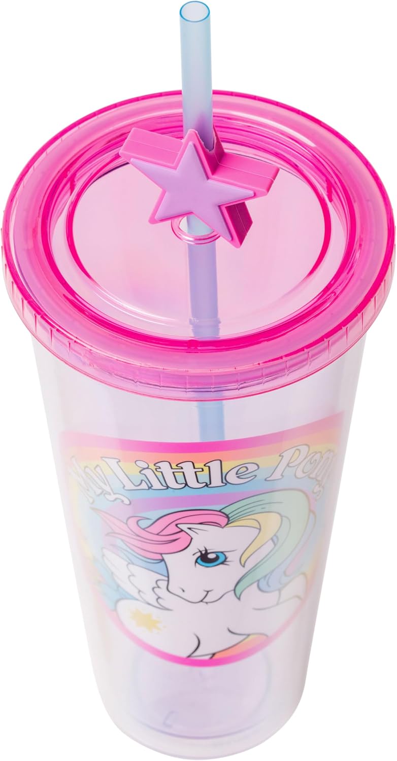 Silver Buffalo My Little Pony Featuring Starshine Plastic Cold Cup with Lid and Straw Topper, 24 Ounces