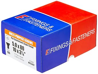 ForgeFix Multi-Purpose Single Thread Screws | 5.0 x 80mm | Zinc Yellow Passivated | Box 100 | Zinc Yellow Passivated Single-Thread Screws Countersunk Pozidrive Wood Fasteners for Timber Board MDF Plastic