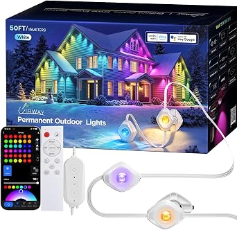 UIRWAY 50ft 30 LEDs Permanent Outdoor Lights S3 Pro Removable Press Clip