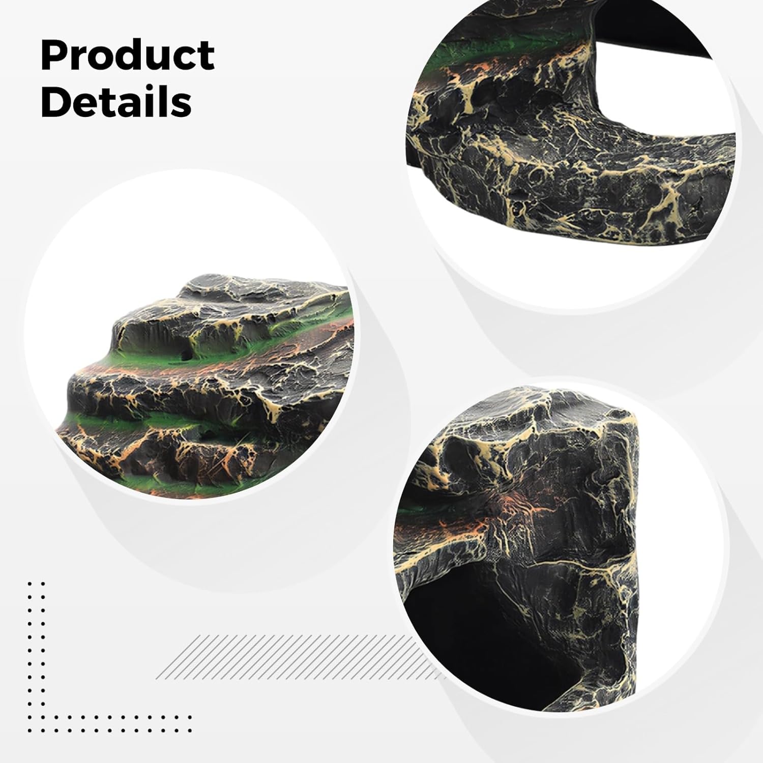 7.1 in Turtle Basking Platform with Resin Rock Hide, Multi-Level Steps for Turtle, Fish Tank Decor, Natural Shelter & Basking Spot, 29 Oz