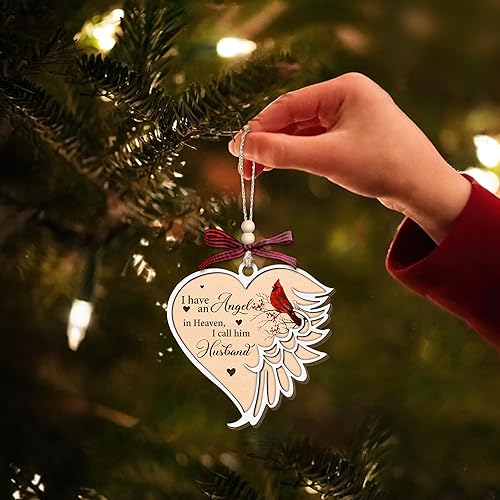 Vista 29 de Hyturlte - Adorno conmemorativo para papá – Adorno de Navidad cardenal para la pérdida de padre – Tengo un ángel en el cielo lo llamo papá – Regalos