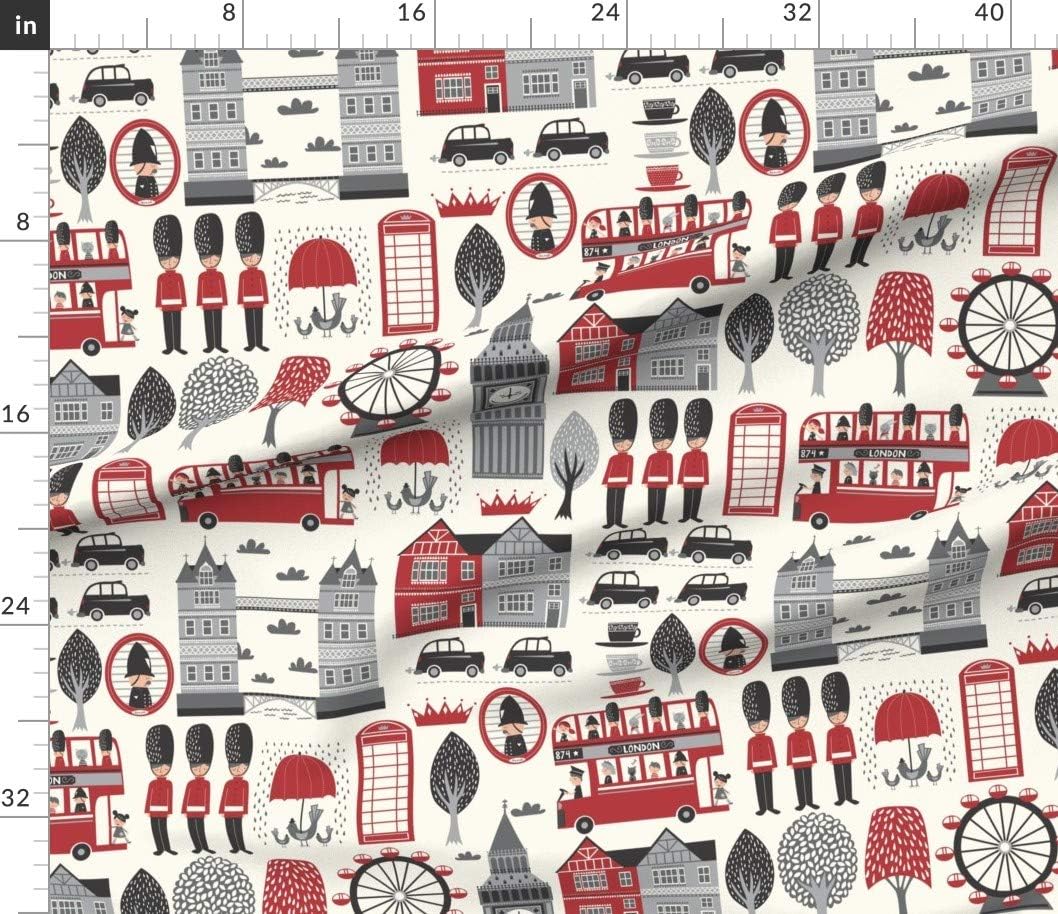 Spoonflower Fabric - London British Bus Great England Printed on Petal Signature Cotton Fabric by The Yard - Sewing Quilting Apparel Crafts Decor