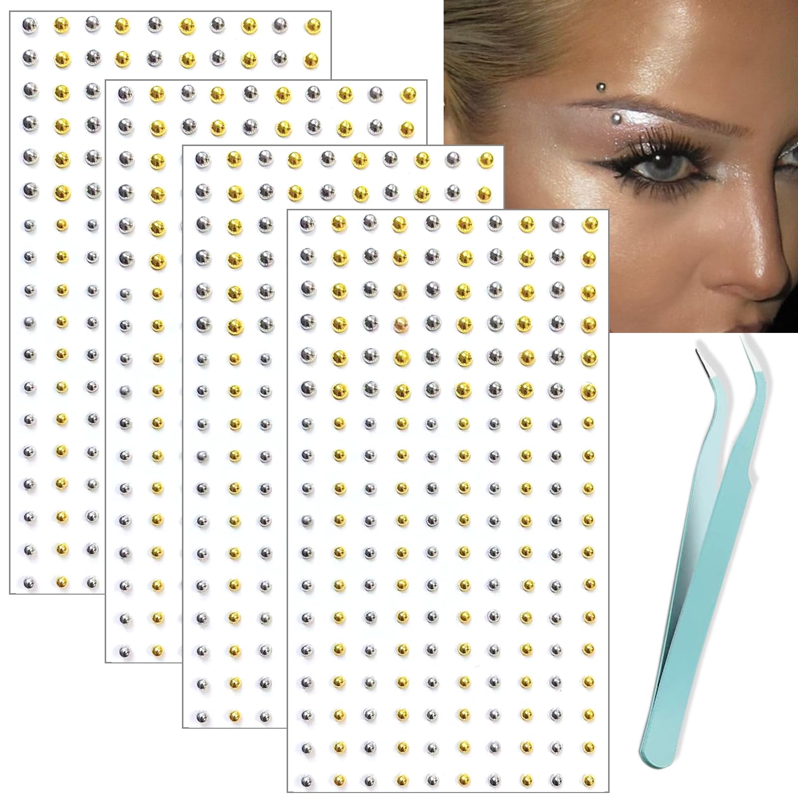 Fake Piercings & Rhinestones - Y2K Face Gems -11