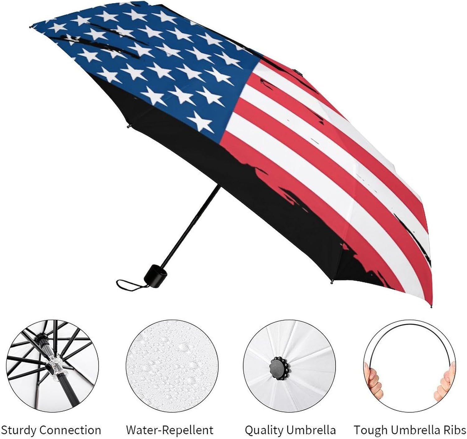 U.S. And Portugal Flag Stylish Travel Umbrella Slim Windproof 3 Fold Umbrellas Manual/Automatic