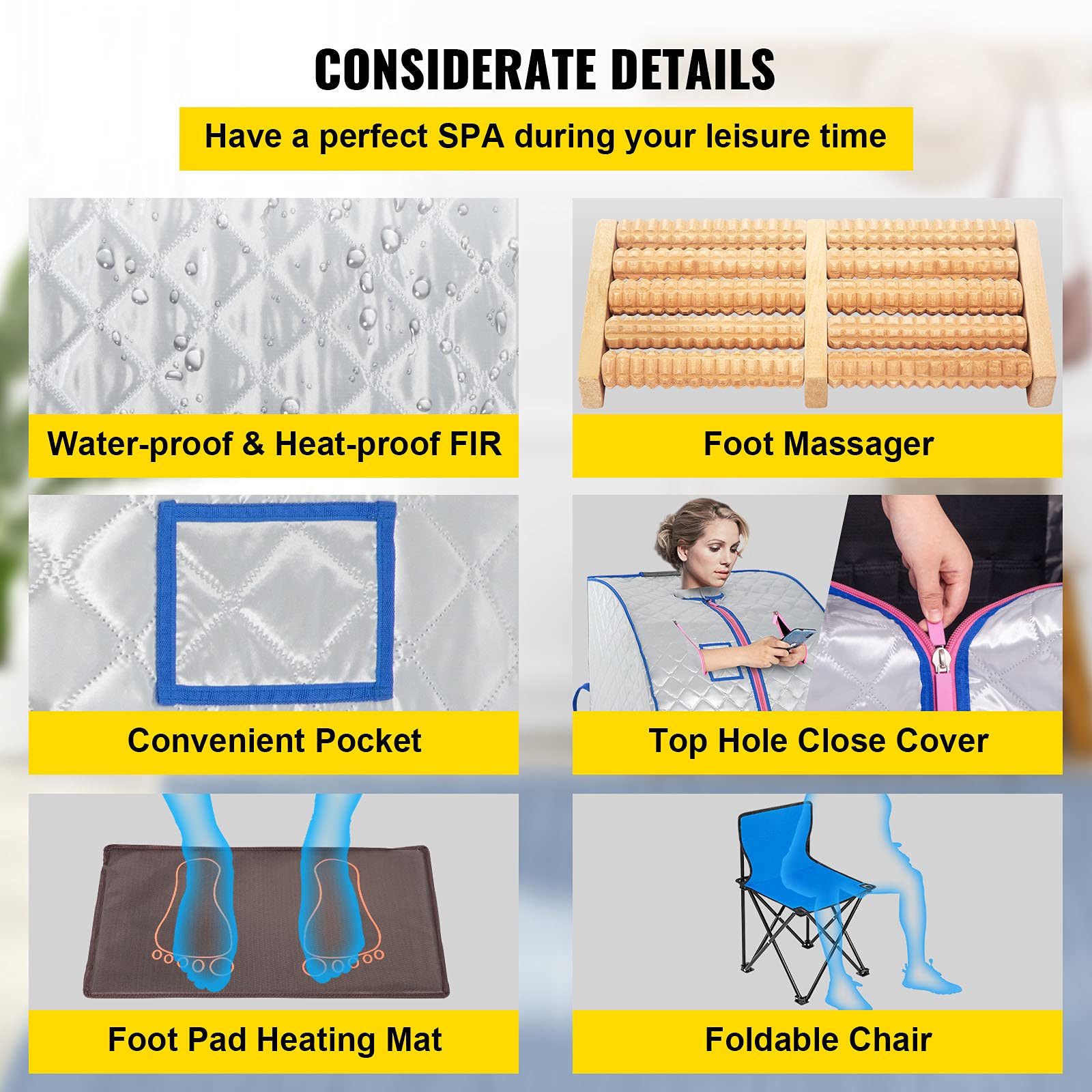 Sauna de Infrarrojos 1000W Sauna Iinfrarroja Portable Sauna Terapéutica Caja de Sauna Infrared Sauna