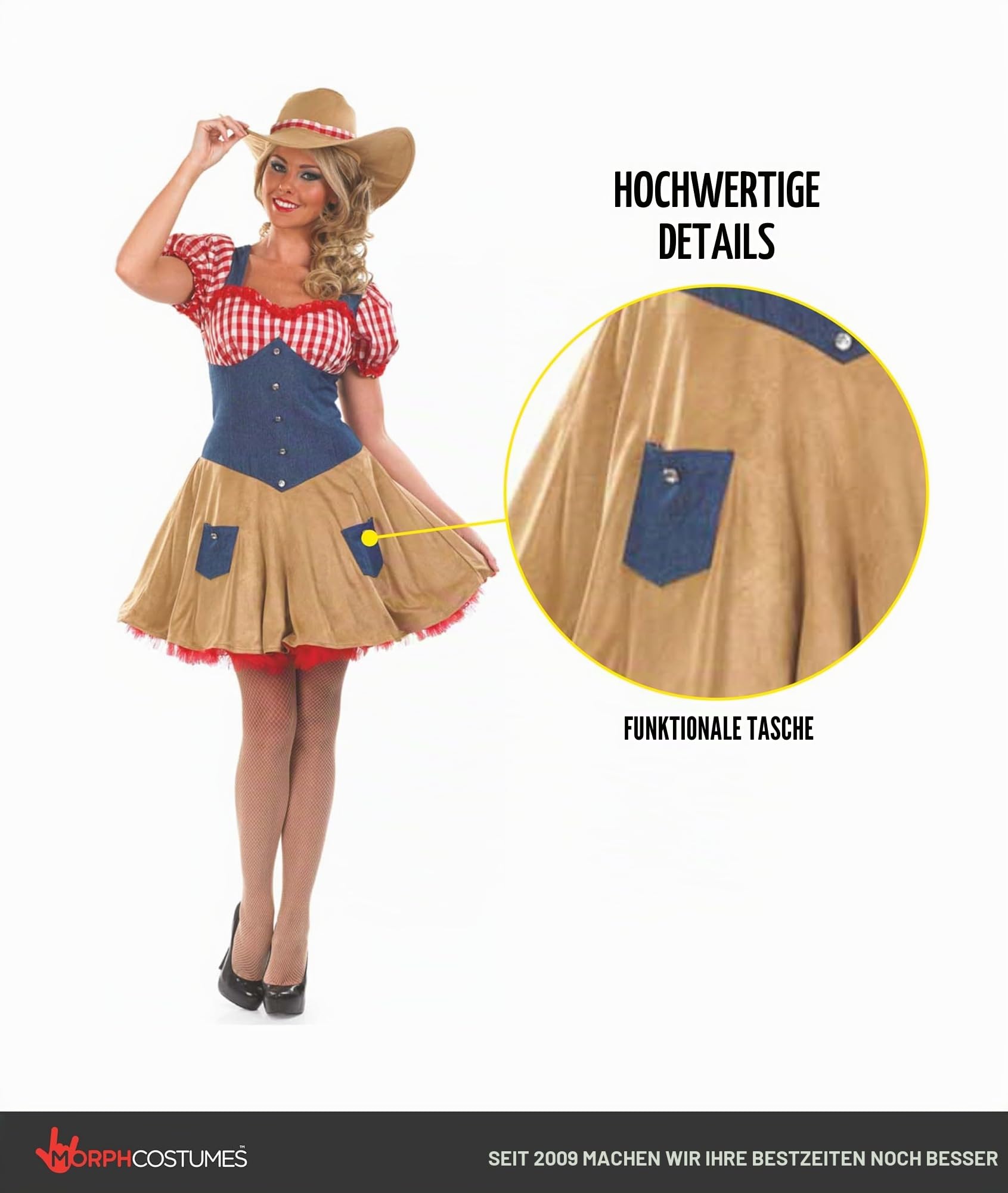 Fun Shack Kostüm Saloon Girl, Sexy Cowgirl, Western Damen, Perfekt für Fasching und Karneval