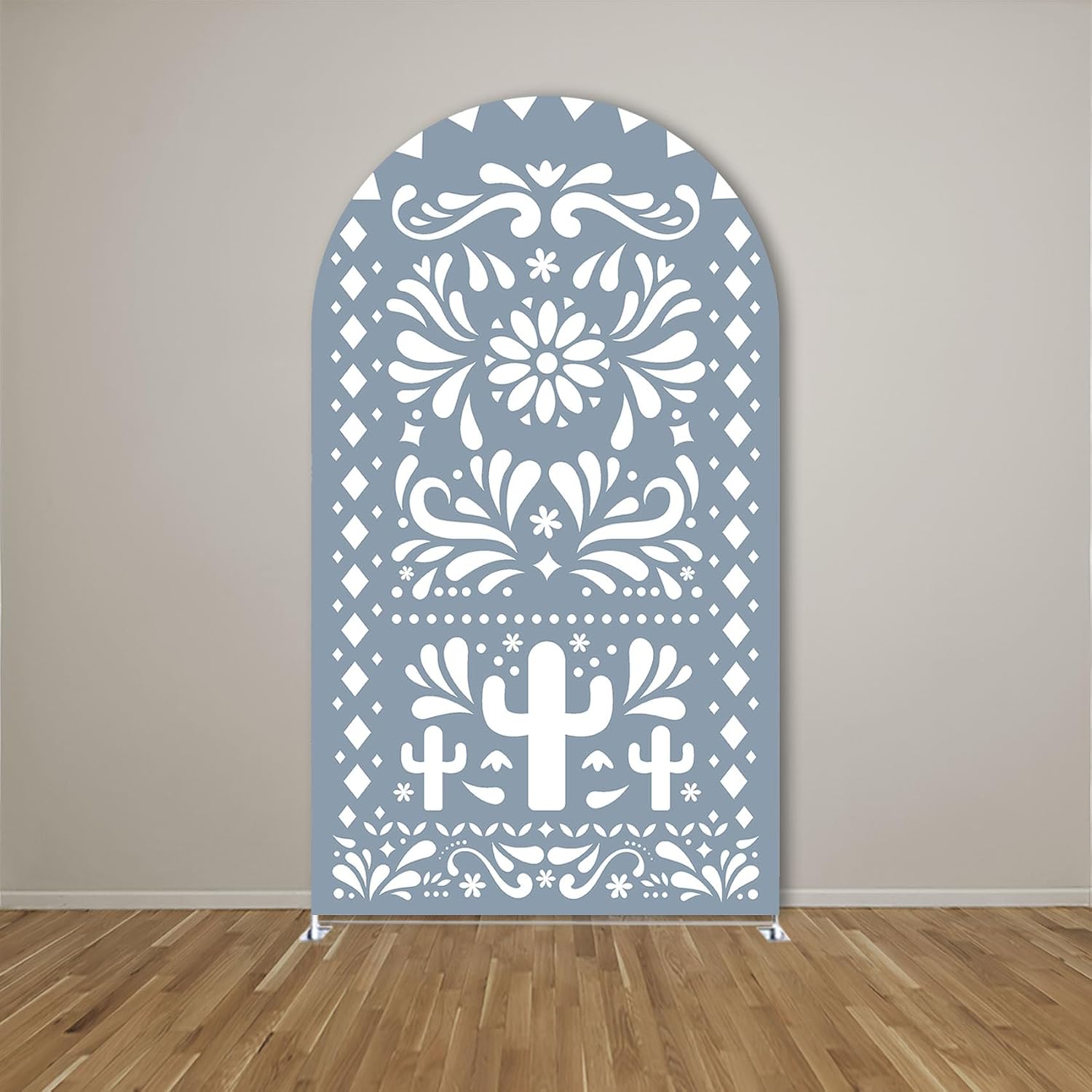 Arch Backdrop Cover Dusty Blue Mexican Fiesta Baptism Baby Shower Double-Sided Chiara Arch Spandex Fabric Cover for Wedding Parties Decorations (3.3x6.5ft Cover,g4043)