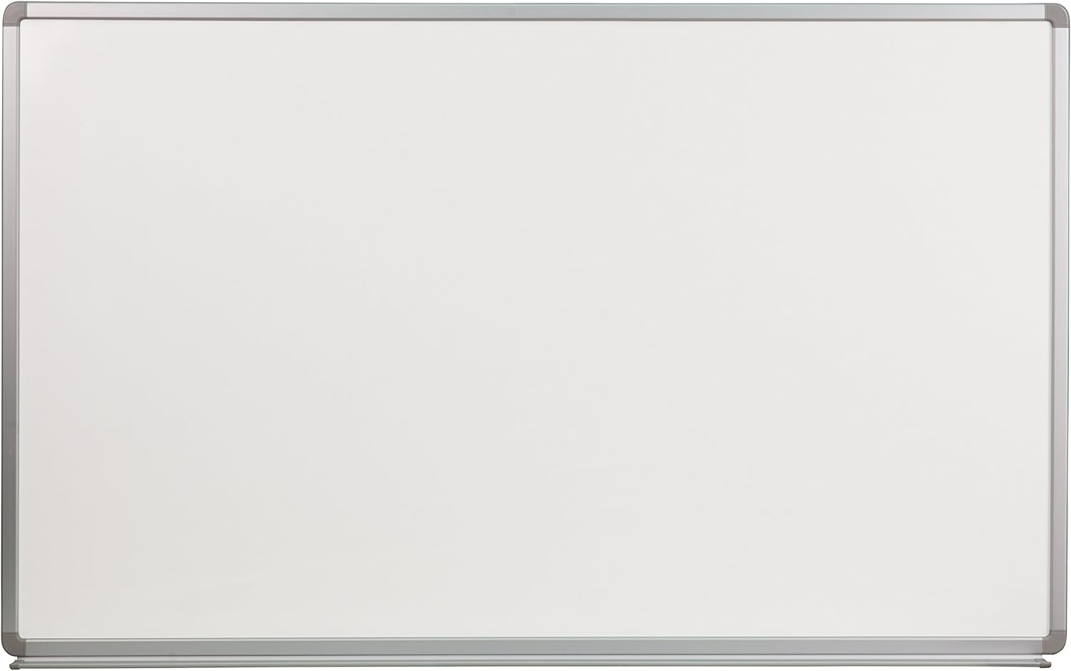 EMMA + OLIVER 5' W x 3' H Porcelain Magnetic Dry Erase Marker Board
